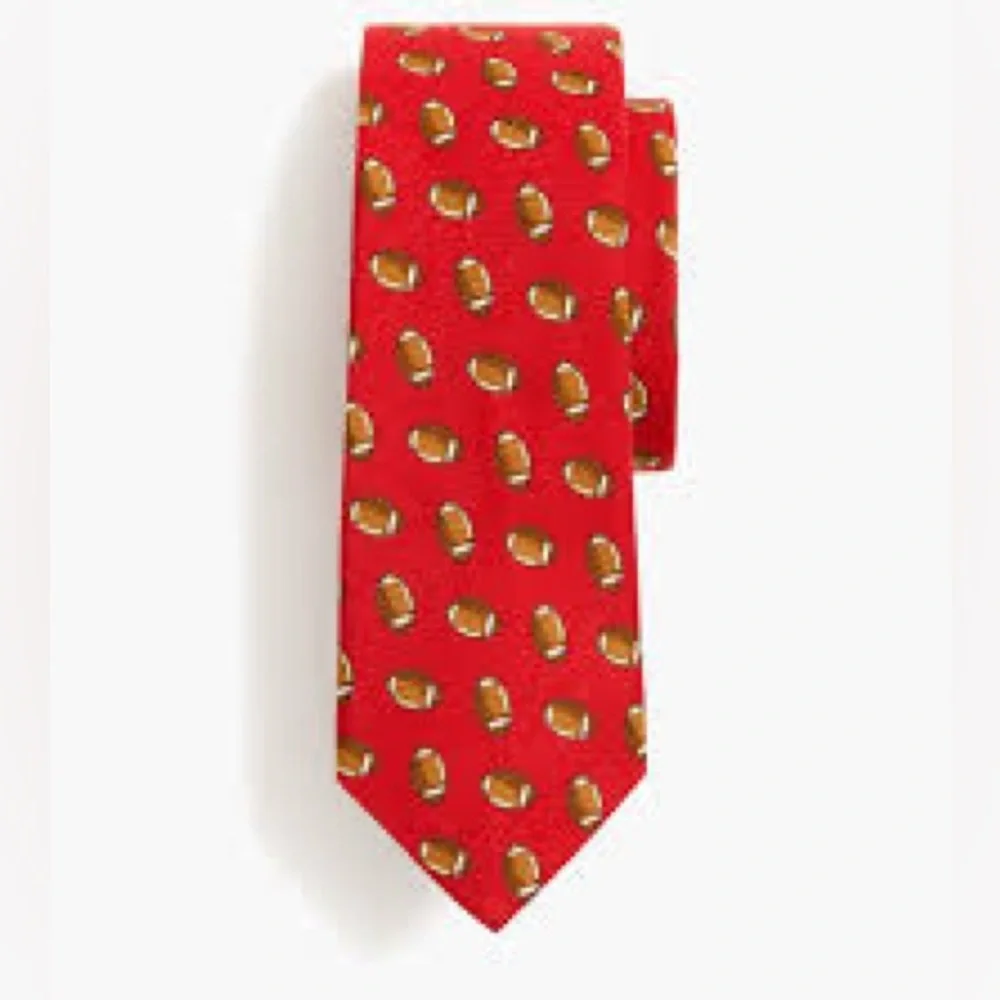 Bundle (2) Crewcuts NWT red football necktie 52” & red & blue necktie cotton
